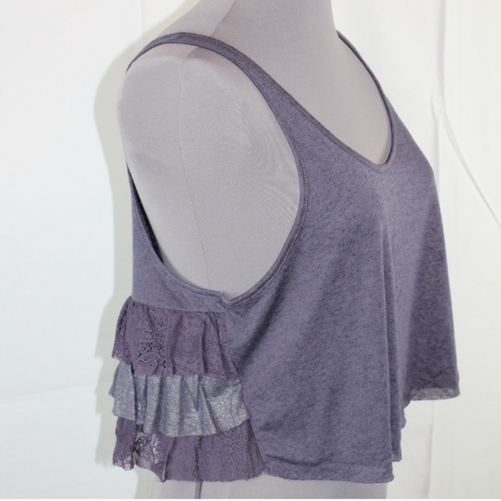 Free People Crop Tank Top M Ballerina Ruffle NEW